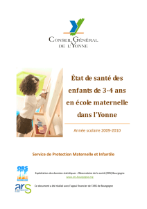 État de santé des enfants de 3-4 ans en école maternelle dans l`Yonne