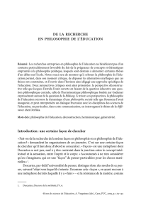 De la recherche en philosophie de l`éducation