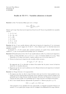 Feuille de TD No3 : Variables aléatoires à densité