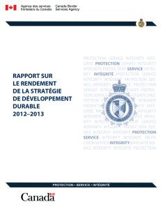 RAPPORT SUR LE RENDEMENT DE LA STRATÉGIE DE