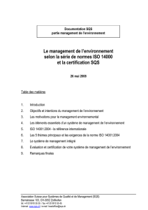 Le management de l`environnement selon la série de normes ISO