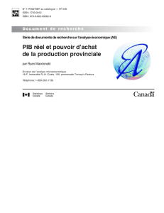 PIB rÃ©el et pouvoir d`achat de la production provinciale