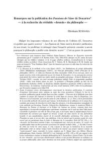 Remarques sur la publication des Passions de l`âme de Descartes