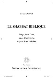 le shabbat biblique - Editions des Béatitudes
