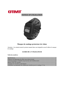 Manuel d'utilisation Masque de Soudage Protecteur