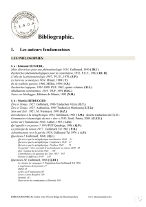 Bibliographie. - Centre et de l`Ecole Belge de Daseinsanalyse