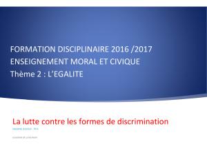 La lutte contre les formes de discriminations Cycle 3 sixième