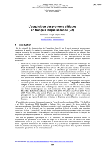 L`acquisition des pronoms clitiques en français langue seconde (L2)
