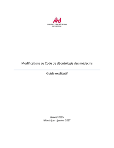 Modifications au Code de déontologie des médecins