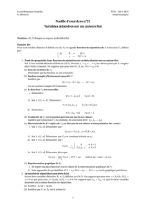 Feuille d`exercices n°21 Variables aléatoires sur un univers fini