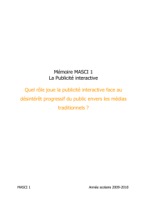 Mémoire MASCI 1 La Publicité interactive Quel rôle joue la publicité