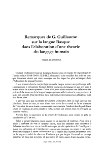Remarques de G. Guillaume sur la langue Basque du langage humain