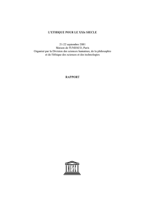 L`Ethique pour le XXIe siècle, 21-22 septembre 2001, Maison de l