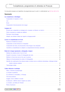 Cycle 3- Compétences, programmes et attendus en Français