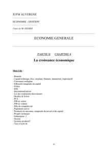 ECONOMIE GENERALE La croissance économique