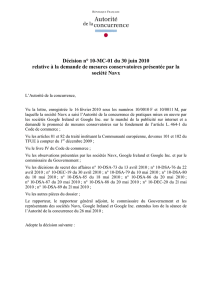 Décision n° 10-MC-01 du 30 juin 2010 relative à la demande de