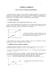 Nombres complexes : cours, exercices corrigés, programmation