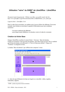 Utilisation "naïve" du SGBD de LibreOffice : LibreOffice Base