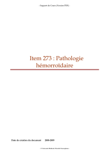 Item 273 : Pathologie hémorroïdaire