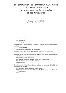 La contribution du professeur F. A. Hayek à la théorie néo