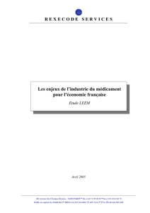 Les enjeux de l`industrie du médicament pour l`économie