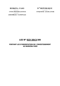 loi n° 023 portant loi d`orientation de l`investissement au Burkina