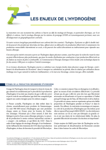 LES ENJEUX DE L`HYDROGÈNE
