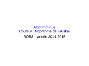 Algorithmique Cours 9 : Algorithme de Kruskal ROB3 – année 2014