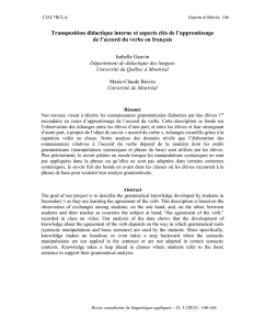 Transposition didactique interne et aspects clés de l`apprentissage