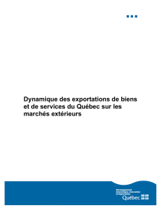 Dynamique des exportations de biens et de services du Québec sur