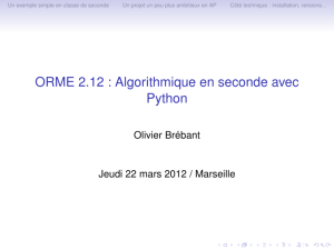 ORME 2.12 : Algorithmique en seconde avec Python