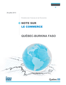 Note sur l`économie et le commerce – Burkina Faso