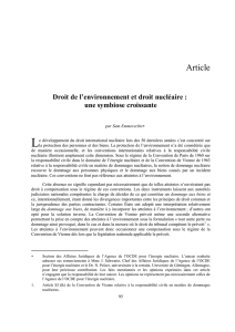 Droit de l`environnement et droit nucléaire : une symbiose croissante