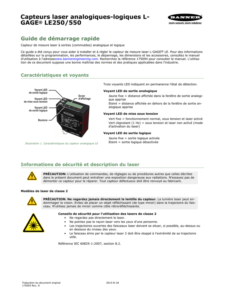 Capteurs Laser Analogiques-logiques L