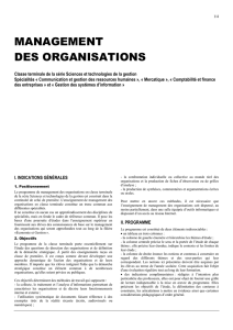 MANAGEMENT DES ORGANISATIONS