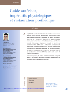 Guide antérieur, impératifs physiologiques et restauration prothétique
