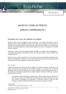 Baisse du cours du pétrole- quelle conséquence