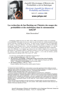 Les recherches de Ian Hacking sur l`histoire des usages des