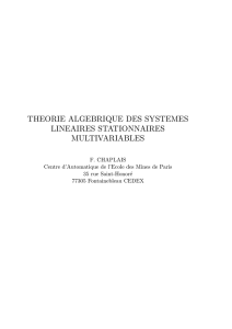 théorie algébrique des systèmes linéaires stationnaires