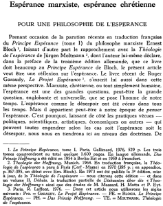 Espérance marxiste, espérance chrétienne