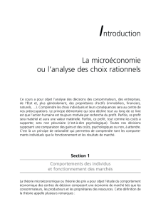Introduction La microéconomie ou l`analyse des choix