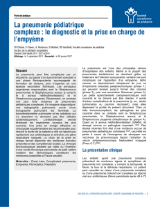 La pneumonie pédiatrique complexe : le diagnostic et la prise en