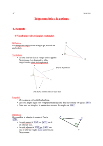 Trigonométrie : le cosinus