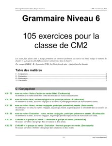 Grammaire Niveau 6 105 exercices pour la classe de