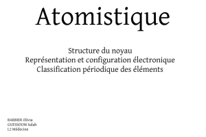 Structure du noyau Représentation et configuration électronique