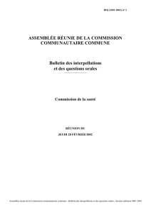 ASSEMBLÉE RÉUNIE DE LA COMMISSION COMMUNAUTAIRE