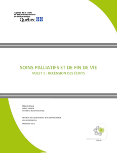 Soins palliatifs et de fin de vie – Volet 1 : Recension des écrits