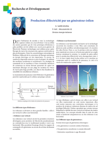 Production d`électricité par un générateur éolien