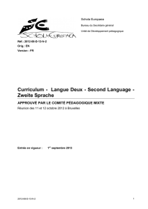 Curriculum - Langue Deux - Second Language