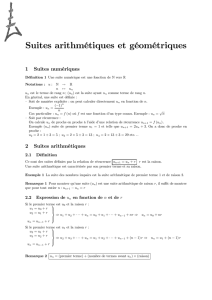 Suites arithmétiques et géométriques
